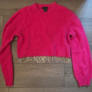 House of Harlow 1960 Pink Sweater with Fringe